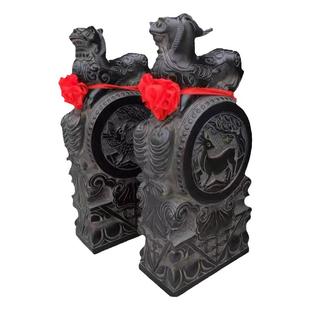 青石石雕门墩抱鼓石狮子貔貅小象麒麟一对石鼓石墩装饰门口摆件