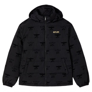 BOYLONDON冬季潮牌90绒短款羽绒服男女同款保暖外套连帽N28061