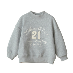 180码青少年加绒卫衣儿童一体绒男女童圆领宽松保暖休闲上衣 冬款