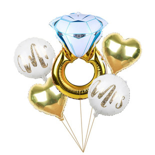 创意钻石戒指气球求婚装饰布置户外新郎新娘气球婚礼派对拍照道具