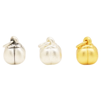 S999纯银三色空心柿子吊坠