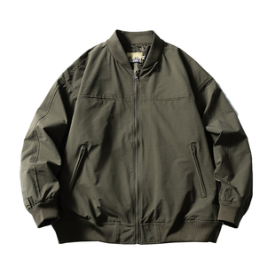 日系潮牌棒球领飞行夹克男春秋新款宽松百搭户外机能短款工装外套