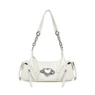 VFVF腋下包原创小众设计白色机车镶钻法棍斜挎单肩女包包hobo包