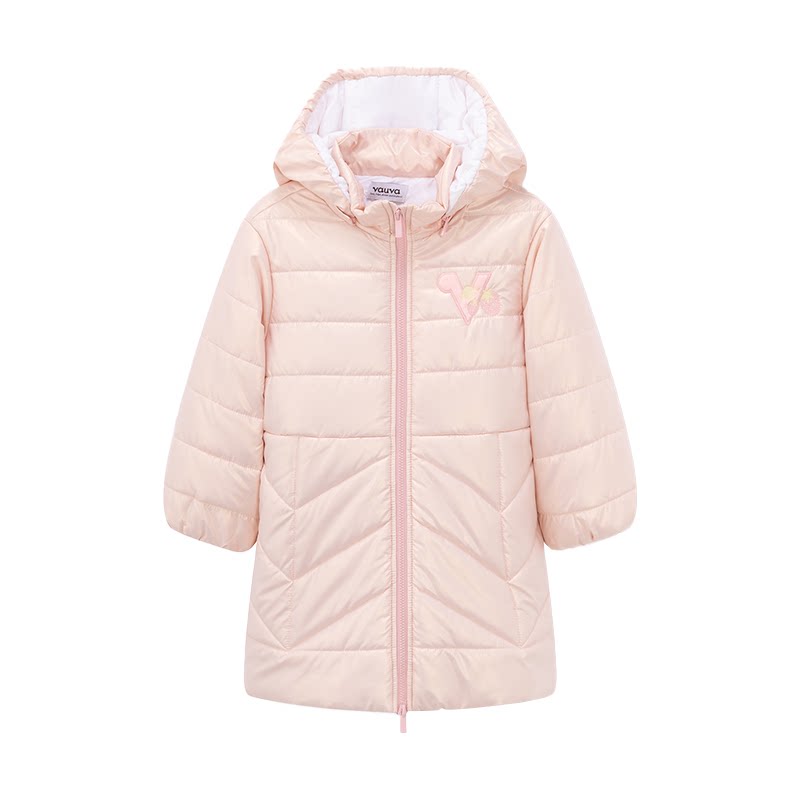 VAUVA女童连帽中长款保暖棉服