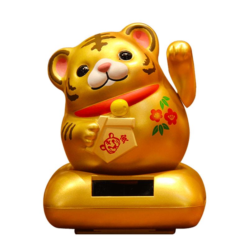 车载太阳能招财猫陶瓷迷你可爱