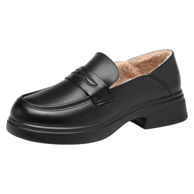 红蜻蜓乐福鞋真皮英伦新款加绒