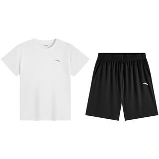 安踏儿童装男童套装夏2026新款速干运动套装短袖T短裤时尚两件套