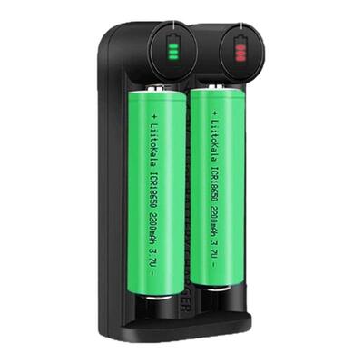 18650锂电池充电器两槽26650通用3.6V/4.2多功能21700尖头手电筒
