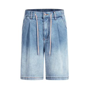 Navigare意大利小帆船蓝色牛仔五分裤男2026夏季宽松凉感半截中裤