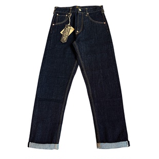 12.8盎司原色赤耳单宁牛仔裤中高腰经典五袋——微锥版