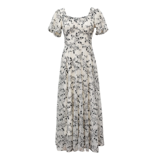 枕梦村庄 爱德华日记 法式复古高端刺绣蕾丝大裙摆伞摆显瘦连衣裙