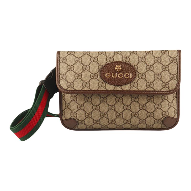 【自营】中古9新GUCCI(古驰)虎头包GG SUPREME腰包单肩包斜挎包