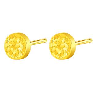 百泰碎碎冰黄金耳钉足金999耳饰养耳棒新潮男女士金耳坠耳棍圆形