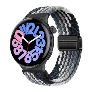 适用vivowatch手表表带磁吸扣编织腕带vivowatchGT2夏天运动透气iQOO智能watch3/5配件男女高级ins回环黑色