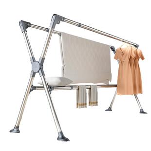 折叠晾衣架落地室外家用阳台卧室内不锈钢凉伸缩简易晒被子神器杆