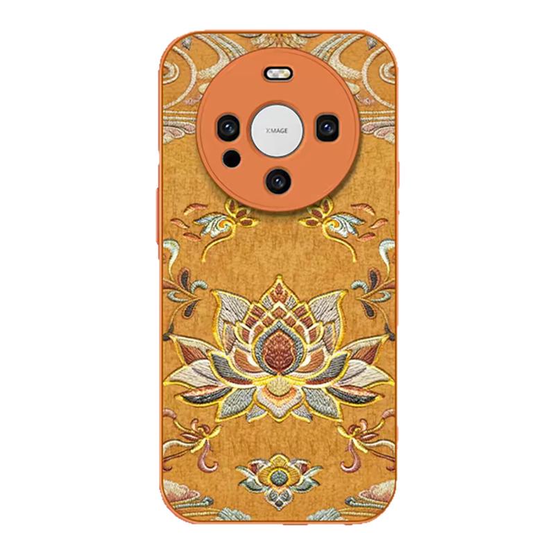 鎏金敦煌莲花图腾适用华为mate60pro手机壳新品高级感mate70pro网红爆款手机壳mate80pro防摔外壳保护套女生