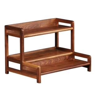 北美黑胡桃木博古架桌面小型多宝阁茶壶架子摆件茶杯茶具置物架