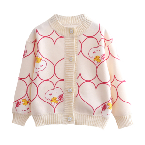 史努比女童针织衫开衫外套2025秋冬新款洋气时髦小女孩春秋毛衣