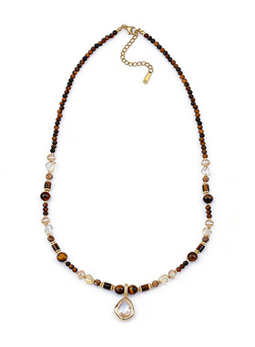 老钱风美拉德虎眼石长款毛衣链