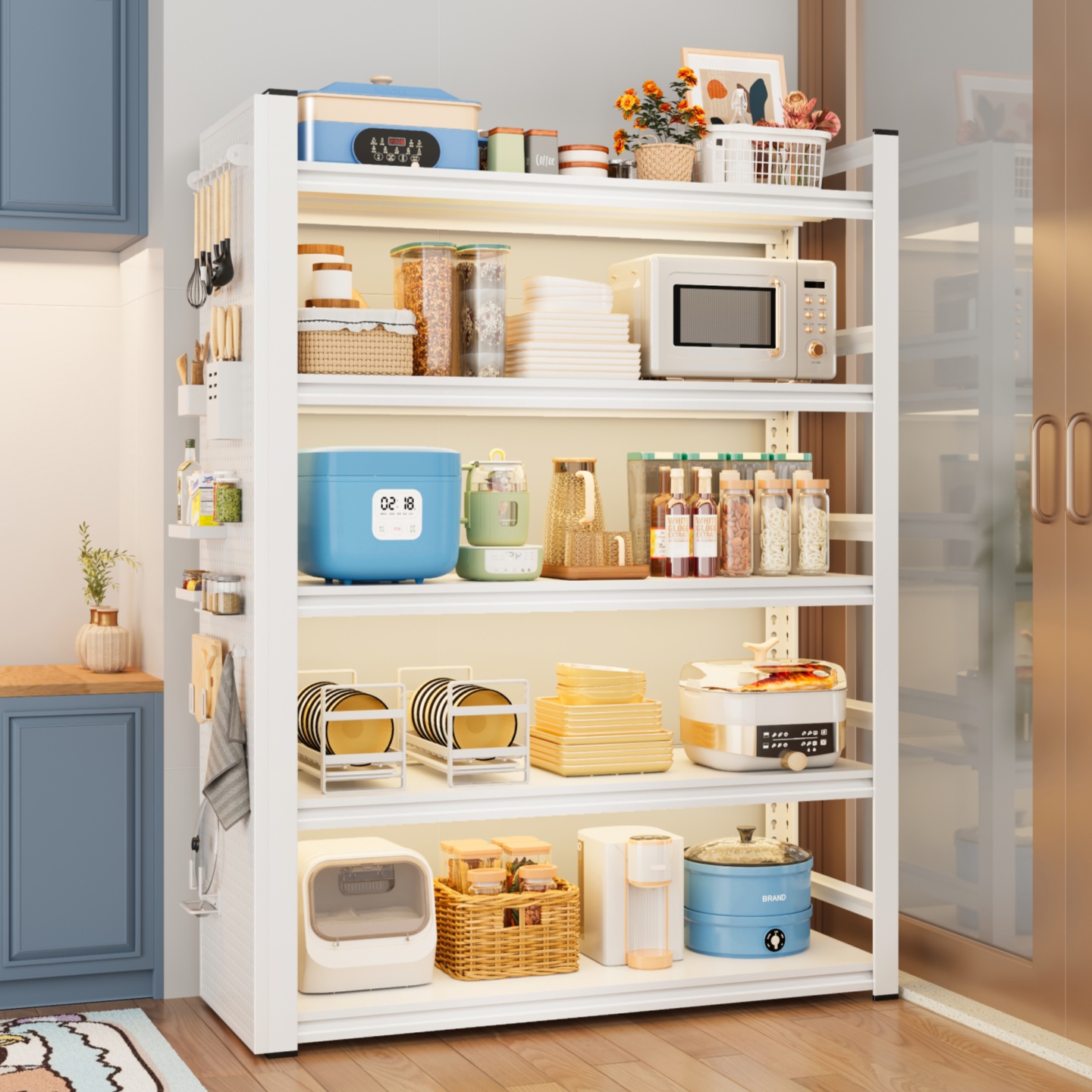 家用微波炉置物架厨房多功能落地多层调味料收纳架子储物架小货架