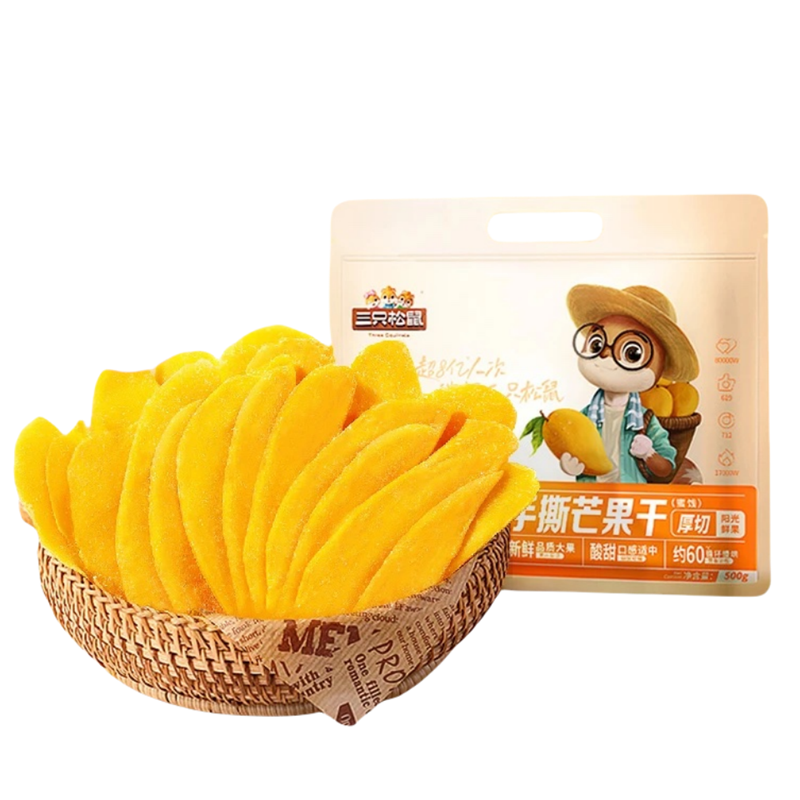 全網(wǎng)低價三只松鼠手撕芒果干