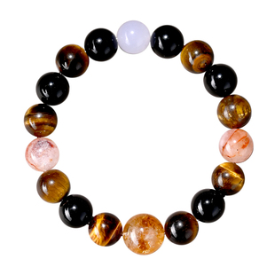 【普陀山正品】天然虎眼石草莓晶招财转运手链黄晶塔护身男女手串