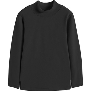 euv 儿童高领打底衫男女童内搭黑白色中领秋衣小孩纯棉长袖t恤