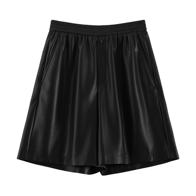 复古时髦感显瘦高腰皮中裤