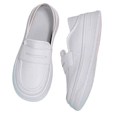 贝贝乐软底护士鞋一脚蹬单鞋女医护专用鞋白色乐福厚底小白鞋
