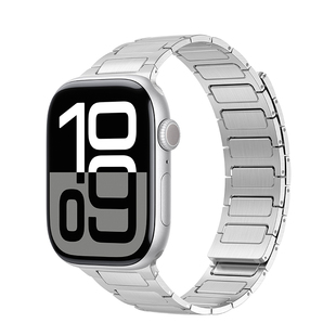 适用苹果AppleWatchS11/10/9/8/7手表新款表带纯钛合金属高级智能高端Ultra3/2/1腕带46mm男女款磁吸便携替换