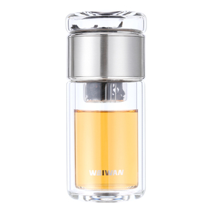 点盛茶水分离泡茶杯子耐热便携式过滤透明男女夏季双层玻璃喝茶杯