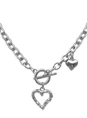 ZRZO银色爱心链条锁骨链