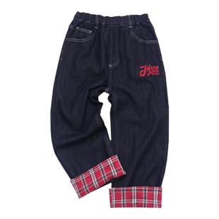 JAC梦想家童装◆25冬季儿童加绒长裤~男女童格子软牛仔裤儿童裤子