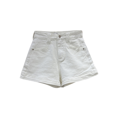 alex stevens超好看白色牛仔裤高腰短裤显瘦女夏季修身阔腿裤热裤