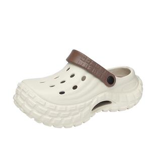 洞洞鞋男款夏季外穿防滑轮胎底厚底增高包头拖鞋开车大码沙滩凉鞋