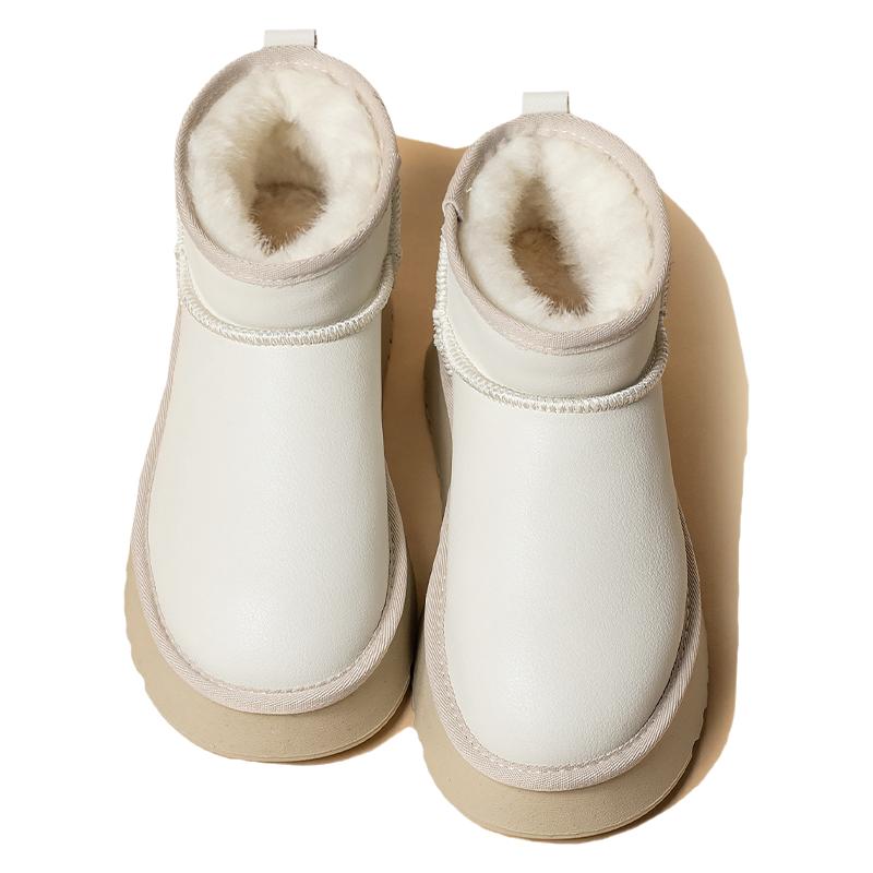 snowelf白色厚底雪地靴女