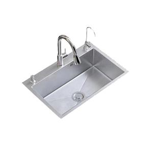 JIOA-厨房水槽304拉丝加厚不锈钢家用台上水槽大单槽洗菜盆洗碗槽