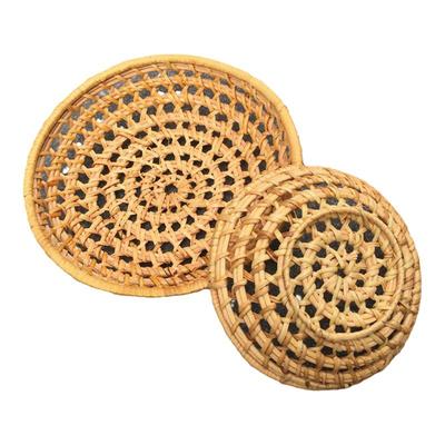 真秋藤编织水果盘家用小托盘镂空