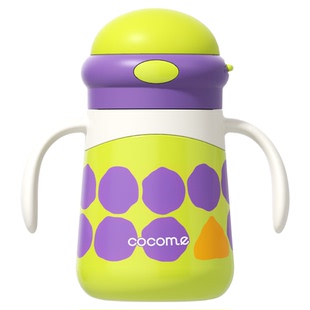 可可萌小缤果儿童保温杯280ml带把手背带吸管杯子儿童7m+保温杯