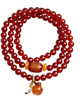 普陀山正品红玛瑙心经手链