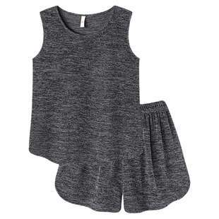 带胸垫无袖背心睡衣女夏季2025年新款纯棉可外穿家居服套装网红风