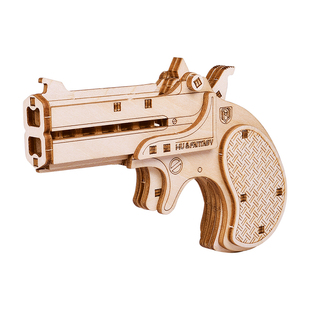 木制拼装皮筋枪木质拼图仿真迷你手枪模型3d立体益智木头枪玩具男