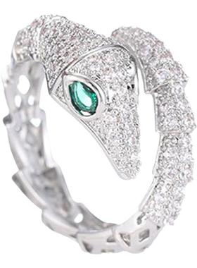 仲夏之晶轻奢闪钻开口灵蛇戒指女