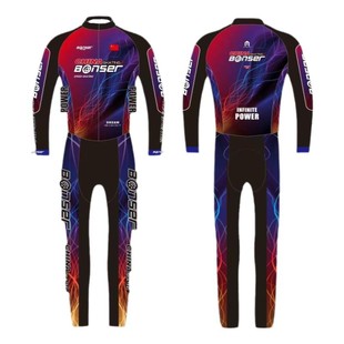 短道速滑服儿童中国国旗成人长袖连体队服定制滑冰服训练服轮滑服