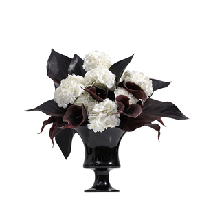 花小只 暗系中古法式陶瓷复古花瓶仿真花【紫嫣】样板间桌面摆件