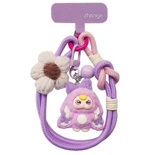 手机挂绳女手腕可爱精灵萌粒吊坠编织超好看小众精致高级感卡通物短户外登山旅游出行防丢摔电话套壳挂件新款