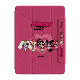 飞天小女警可拆卸磁吸分离iPad保护套新款2024适用苹果iPadAir6/5保护壳平板Pro11寸10代360旋转笔槽mini6女