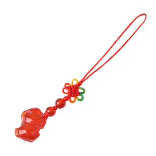 天然水晶红玛瑙十二生肖手机链属马鼠牛虎兔龙蛇羊猴鸡狗猪小挂件