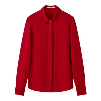 LAUREL新年红真丝双乔衬衫