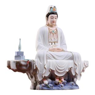 戴玉堂陶瓷摆件《静思观音珍珠白》佛像供奉家用观世音菩萨工艺品